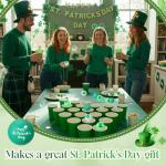 Soulchen 24 Pcs St Patrick's Day Table Tennis Balls Bulk 40 mm Shamrock Clover Green Hat Table Tennis Ball Novelty Funny Balls Toys Accessories for St Patricks Day Game Birthday Gift Party Decoration