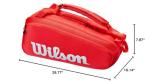 Wilson Super Tour Tennis Racket Bag - Red/White, Holds up to 6 Rackets