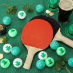 Soulchen 24 Pcs St Patrick's Day Table Tennis Balls Bulk 40 mm Shamrock Clover Green Hat Table Tennis Ball Novelty Funny Balls Toys Accessories for St Patricks Day Game Birthday Gift Party Decoration
