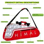 UNIHIMAL Tennis Bag for Men Women Holds 3 Rackets， Large Capacity Racquet Bags with Protective Pad, Removeable Shoulder Strap