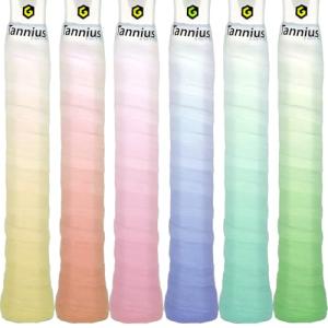 Tannius Tacky Tennis Racket Grip Tape, 6 Pack Tennis Grips, Absorbent and Enhanced Tennis Racquet Overgrip Tape（Gradient Color