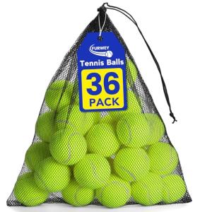 FURWEY Tennis Balls, 24/36/80 Pack Bulk Tennis Balls Pressureless Tennis Ball, Come with Mesh Bag for Easy Transport,Pet Dog Playing Balls, Good for Beginner Training Ball