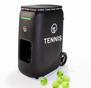 Titan ONE Tennis Ball Machine with 130-Ball Capacity & Internal Oscillation | Remote Control via Free App, 80 MPH Speed, Portable with Trolley Handle & Wheels
