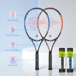 Adult 2 Player Tennis Racket Perfect for Beginner and Professional Players, 27” Speed Tennis Racquet Include Tennis Balls, Overgrips, Tennis Bag, Vibration Dampe, Cover