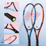Adult 2 Player Tennis Racket Perfect for Beginner and Professional Players, 27” Speed Tennis Racquet Include Tennis Balls, Overgrips, Tennis Bag, Vibration Dampe, Cover