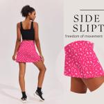 Ekouaer 16" Print Skorts for Women Silicone Grippers High Waisted Summer Tennis Skirts with Pockets,Hot Pink Print Large