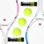 Pro Tennis Racket for Adults, 2 Player 27 inch Speed Tennis Racquet Acceptable for Beginner and Professional with 3 Tennis Balls, 2 Vibration Dampes, 2 Overgrips, Tennis Bag (Pink-Blue)