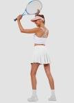Hiwzffy Pleated Tennis Skirts for Women High Waisted Golf Skorts Tummy Control Skirts with Shorts Pockets Lightweight White M
