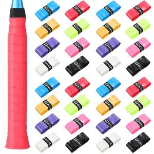 Jerify 24 Pieces Tennis Racket Grip Tape, Precut Tennis Grip Tape, Badminton Overgrips with Velvety Comfort for Anti Slip and Absorbent Grip(Assorted Colors)