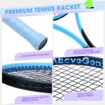 AboveGenius Neon Pink & Blue Tennis Rackets 2 Pack for Adults- 27" Lightweight Aluminum Tennis Racquet Set with 3 Balls & Bag - Stylish Matte Pop-Color Starter Kit for Couples & Friends