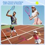 AboveGenius Neon Pink & Blue Tennis Rackets 2 Pack for Adults- 27" Lightweight Aluminum Tennis Racquet Set with 3 Balls & Bag - Stylish Matte Pop-Color Starter Kit for Couples & Friends