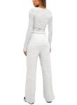 Women's 2-Piece Lounge Set - White & Grey