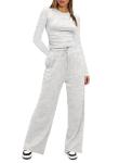 Women's 2-Piece Lounge Set - White & Grey