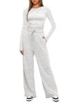 Women's 2-Piece Lounge Set - White & Grey