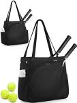 CHICECO Tennis Tote Bag for Women, Large Tennis Racket Bag, tennis bag 2 rackets,Pickleball Bag,Padel Bag,Black (Black)