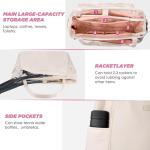 CHICECO Tennis Tote Bag for Women, Large Tennis Racket Bag, 2 Racket Capacity, Beige