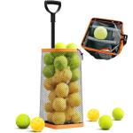 BERONEX Tennis Ball Hopper & Picker Basket, Holds 50+ Tennis Balls or 40+ Pickleballs Lightweight Retriever Collector, Durable, Portable & Adjustable Easy Pick Up and Carrying Ball Collector (Orange)