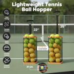 BERONEX Tennis Ball Hopper & Picker Basket, Holds 50+ Tennis Balls or 40+ Pickleballs Lightweight Retriever Collector, Durable, Portable & Adjustable Easy Pick Up and Carrying Ball Collector (Orange)