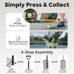 BERONEX Tennis Ball Hopper & Picker Basket, Holds 50+ Tennis Balls or 40+ Pickleballs Lightweight Retriever Collector, Durable, Portable & Adjustable Easy Pick Up and Carrying Ball Collector (Orange)