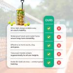 BERONEX Tennis Ball Hopper & Picker Basket, Holds 50+ Tennis Balls or 40+ Pickleballs Lightweight Retriever Collector, Durable, Portable & Adjustable Easy Pick Up and Carrying Ball Collector (Orange)