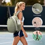 Sucipi Tennis Bag, Tennis Backpack for Women with Shoe Compartment, Quilted Professional Tennis Racket Bag with Cup Holder for Pickleball Badminton