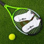 K. Bell Womens Fun Sport & Drink Low Cut - 1 Pairs Cool Cute Novelty No Show Gifts Casual Sock, Lucky Tennis Raquet (White), 4-10 US