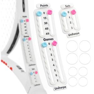 Uniharpa Tennis Score Keeper for Racket Padel,Tennis Racket Pickleball Paddle Scorekeeper,Small Score Board Counter for Tennis Trainer,Point Tracker Recording Points,Recording Points&Sets,1.9g