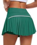 JoyGirl Pleated Tennis Skirt for Women with Shorts High Waisted Golf Skort Mini Skirt Workout Athletic Skorts Skirts with Pockets (Dark Green,X-Small)