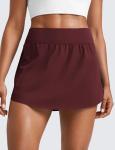 CRZ YOGA High Waisted Side Slit Tennis Skirts for Women - Mini Lined A Line Running Athletic Skort with Inner Pockets Red Merlot Medium