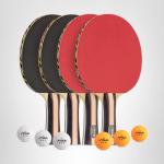 STIGA Performance 4 Player Ping Pong Paddle Set of 4 – Table Tennis Rackets, 6 – 3 Star Orange and White Balls