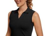 MathCat Women's Sleeveless Golf Shirts UPF 50+ Quickly Dry Tennis Polo Lightweight Sports Athletic Tank Tops Black