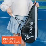 Strena 2-Player Tennis Racket Set - Aluminum Adult Racquets (27 Inch) with Carry Bag - Lightweight Recreational Starter Kit - Grip Size 4 1/4 - Black & White Split Design