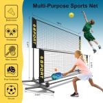 Furypiont 10 FT Mini Portable Tennis Net Equipment Set with Rubber Volleyball,Pump and Potable Carry Bag.Adjustable Height 2.7FT-5.1FT for Badminton Net, Volleyball Net,Soccer Net,Pickleball Net