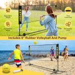 Furypiont 10 FT Mini Portable Tennis Net Equipment Set with Rubber Volleyball,Pump and Potable Carry Bag.Adjustable Height 2.7FT-5.1FT for Badminton Net, Volleyball Net,Soccer Net,Pickleball Net
