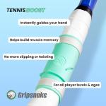 Gripsnake™ Tennis Training Equipment – Grip Position Aid for Power, Spin & Control | Device for Improving Forehand, Backhand, Serve & Volleys | Right-Handed Version