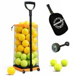 BERONEX Tennis Ball Hopper & Picker Basket, Holds 50+ Tennis Balls or 40+ Pickleballs Lightweight Retriever Collector, Durable, Portable & Adjustable Easy Pick Up and Carrying Ball Collector (Orange)