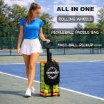 BERONEX Tennis Ball Hopper & Picker Basket, Holds 50+ Tennis Balls or 40+ Pickleballs Lightweight Retriever Collector, Durable, Portable & Adjustable Easy Pick Up and Carrying Ball Collector (Orange)