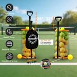 BERONEX Tennis Ball Hopper & Picker Basket, Holds 50+ Tennis Balls or 40+ Pickleballs Lightweight Retriever Collector, Durable, Portable & Adjustable Easy Pick Up and Carrying Ball Collector (Orange)