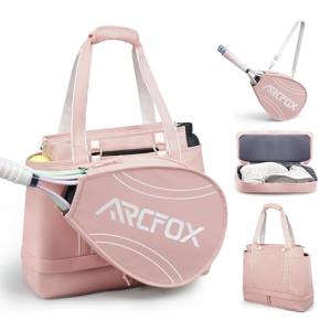 ARCFOX Pink Tennis Tote Bag with Shoe Compartment