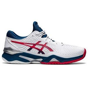 ASICS Men's Court FlyteFoam 2 Tennis Shoes, 11.5, White/MAKO Blue
