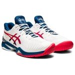 ASICS Men's Court FlyteFoam 2 Tennis Shoes, 11.5, White/MAKO Blue
