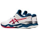 ASICS Men's Court FlyteFoam 2 Tennis Shoes, 11.5, White/MAKO Blue