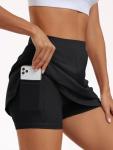 Women's Mini Tennis Skirt with Shorts - Black M