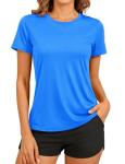 TACVASEN Women's Quick Dry Athletic T-Shirt, Azure