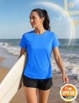TACVASEN Women's Quick Dry Athletic T-Shirt, Azure