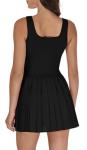 Sleeveless Pleated Black Tennis Dress with Shorts