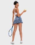 Soothfeel Pleated Tennis Skirt for Women with Pockets Women's High Waisted Athletic Golf Skorts Skirts for Workout Running（Tie Dye Dusty Blue, S）