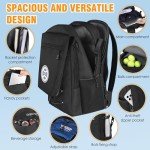 BAIXIXIG Tennis Bag with Waterproof Shoe Bag, Large Tennis Backpack for Men and Women, Hold 3 Rackets, 40L Tennis Bag Storage Tennis Gear and Equipment, Black