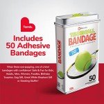BioSwiss Bandages, Tennis Ball Shaped Self Adhesive Bandage, Latex Free Sterile Wound Care, Fun First Aid Kit Supplies for Kids, 50 Count