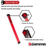 GAMMA Sports Tennis Ballhopper BallTube with Shoulder Strap, Holds 18 Balls, Red